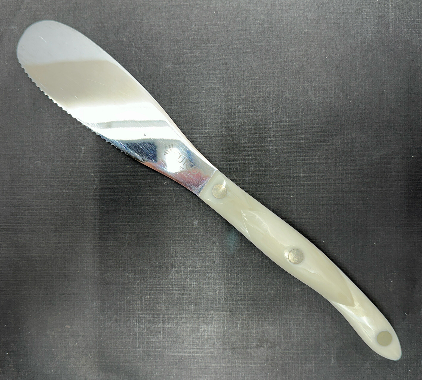 CUTCO 1768 JH White Pearl Handle Serrated Spatula Spreader Knife eBay