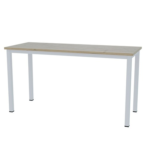 Scrivania PC legno tavolo computer gambe metallo desk bianco e rovere 138 cm - Foto 3 di 5