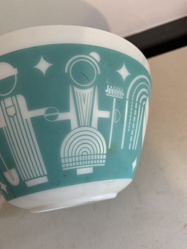 Vintage Charm Inspired By Pyrex 3C Turquoise Butterprint Amish 3 Cup Bowl - Picture 5 of 9