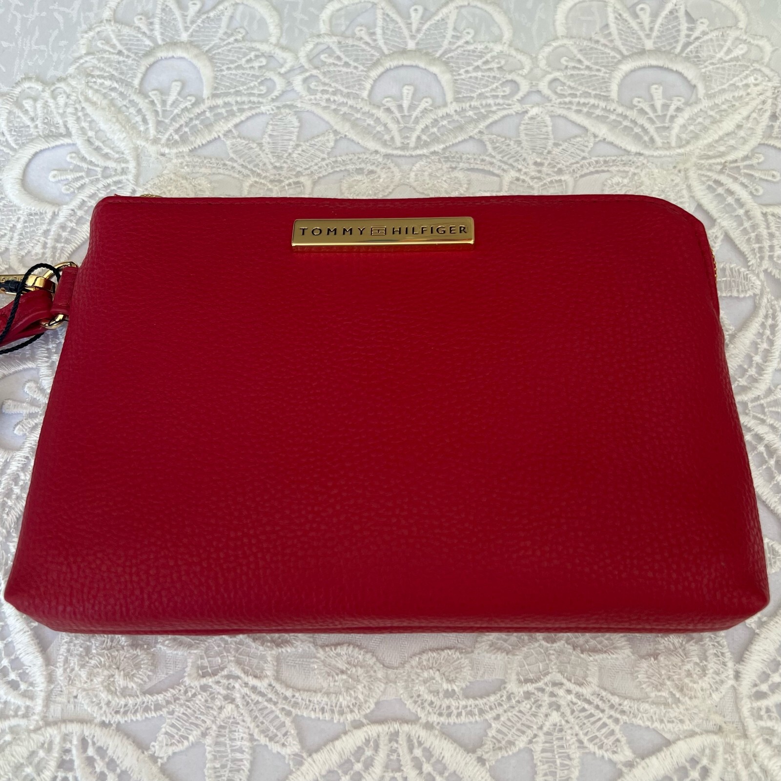 Tommy Hilfiger Women Wristlet Bag Clutch Mini Travel Purse Leather New