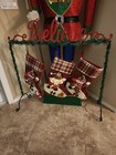 Black Metal Freestanding BELIEVE Christmas Stocking Holder Hanger Stand Holiday
