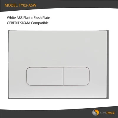 WHITE ABS FLUSH PLATE, GEBERIT SIGMA COMPATIBLE, SMALL SQUARE BUTTONS TY02-ASW