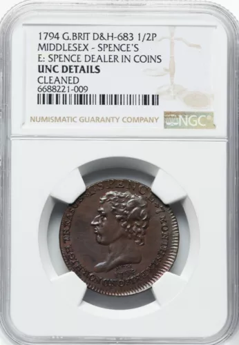 Great Britain - 1794 Middlesex - "Dealers in Rare Coins" Token - NGC Unc Details