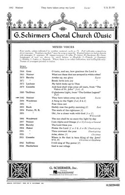 They Have Taken Away My Lord Organ SATB John Stainer