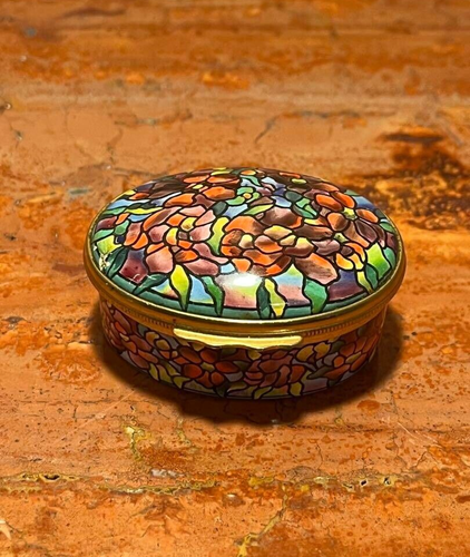 Vintage Halcyon Days Enamels Tiffany Trinket Box Pill case Accessory case Used - Picture 2 of 6