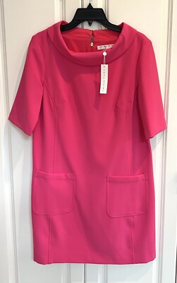 NWT Trina Turk size 10 bright pink Maleko 60s inspired shift dress $348 