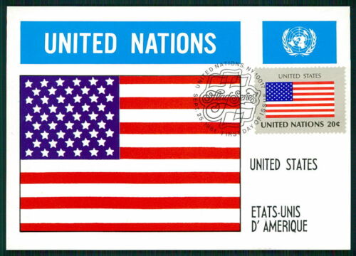 UN UNO NY MK 1981 FLAG/BANNER USA UNITED STATES CARTE MAXIMUM CARD MC CM m3125