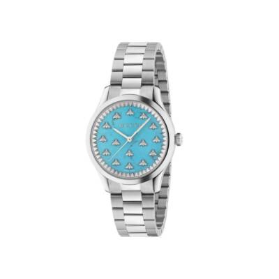 Gucci Uhr G-Timeless Multibee YA1265044 Watch Stahl Türkis Bienen Damen