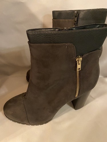 JUICY COUTURE Brown Leather Suede Stacked Boot Heel Women’s Size 10 - 第 1/8 張圖片