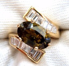 GIA Certified 8.92ct Natural Chrysoberyl Diamonds Bypass Ring 14kt**