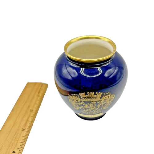 Lindner Kueps Vase Heidelbert Echter Stahlstich Cobalt Blue Made in Germany 