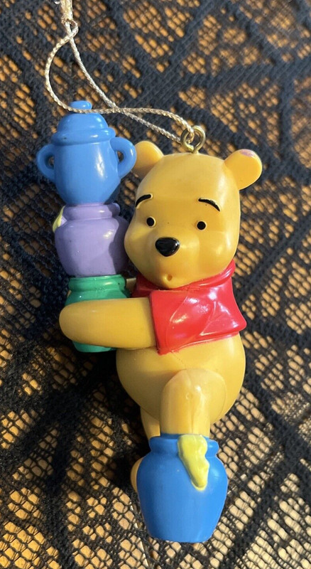 Vintage Winnie the Pooh Christmas Ornament Pooh with Honey Pots Disney Holiday 
