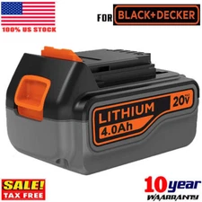 For BLACK+DECKER 20V 20 Volt Lithium Ion Battery 4.0Ah LB2X4020-OPE LBXR20 LBX20