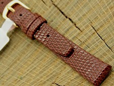 Brown Lizard Grain Watch Band Gold Tone Buckle 12mm Unused NOS Hadley-Roma Lady