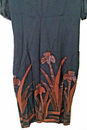 VICKY MAR Metallic Floral Square Neck Sheer S/ Sleeve Black Lined Slit Dress 10 - Picture 8 of 10