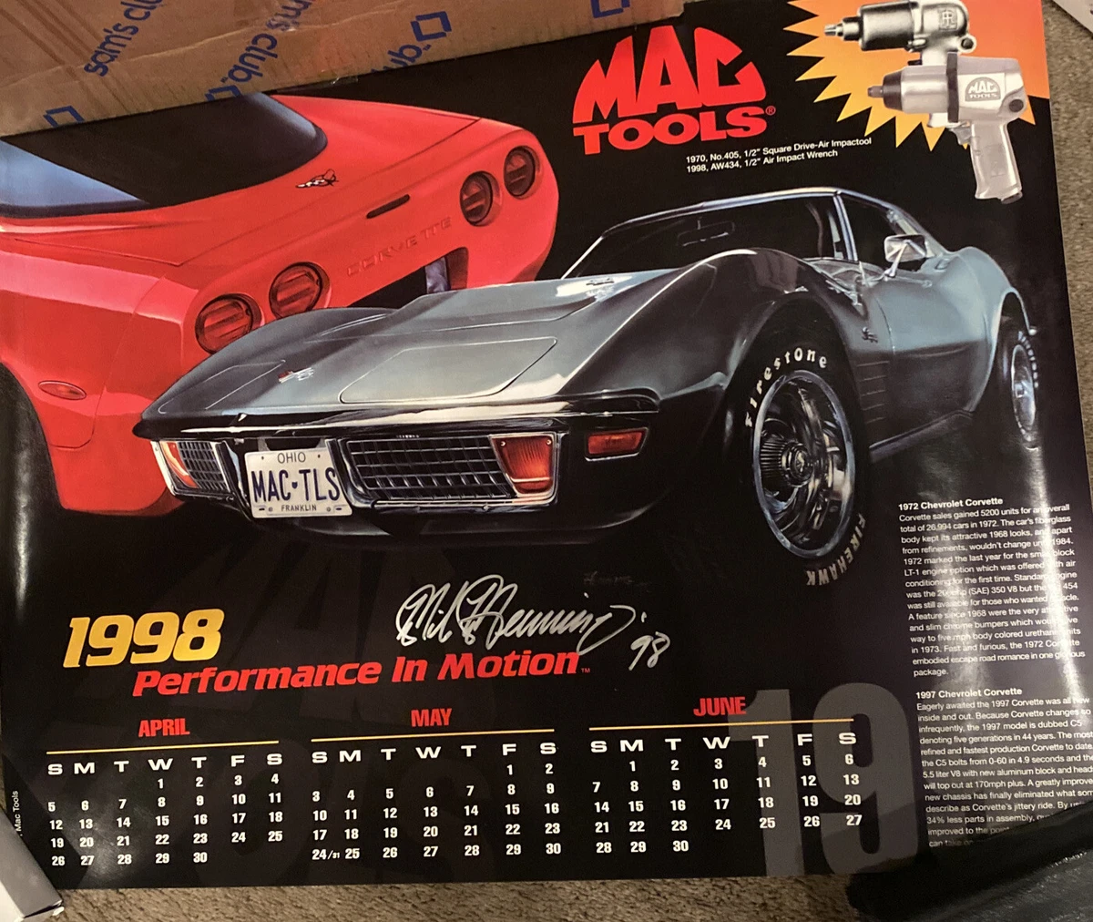 MAC Tools Calendar Poster 1998 Autographed By Artist 24 X 19 | eBay