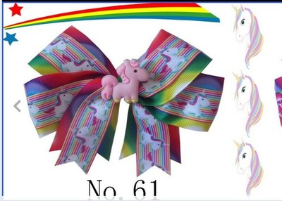 20 BLESSING Girl 4.5/" Two Tone Wendy Hair Bow Clip Rainbow Unicorn Pony Hairbow