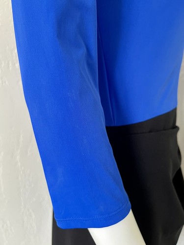 NWT Teri Jon Royal Blue Black Colorblock Knit Pleat Sheath Dress Sz 6 **READ** - Picture 15 of 24