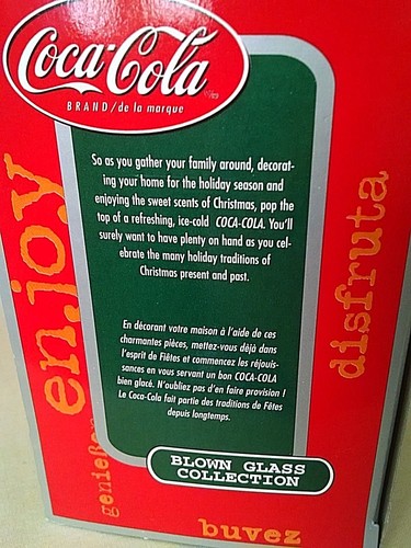 COKE ORNAMENT COCA COLA BLOWN GLASS RED COOLER GREEN BOW 6 BOTTLES CHRISTMAS* - Picture 4 of 9
