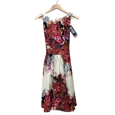 lady v london tea dress Lady V London Vintage Floral Paisley Tea Dress Red Ivory UK 8 , US 4 NWT