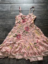 Old Navy Women’s Dress Pink Peach Green Floral Flower Ruffle Dress S