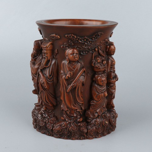 Chinese Exquisite Handmade Boxwood Brush pot - Picture 3 of 6