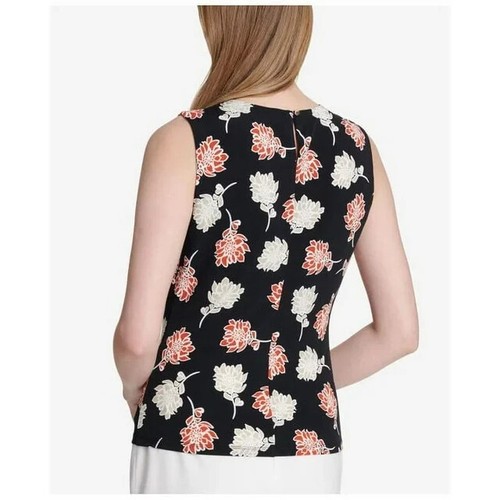 Canotta donna Calvin Klein collo plissettato carriera conchiglia stampa floreale taglia M - Foto 2 di 12