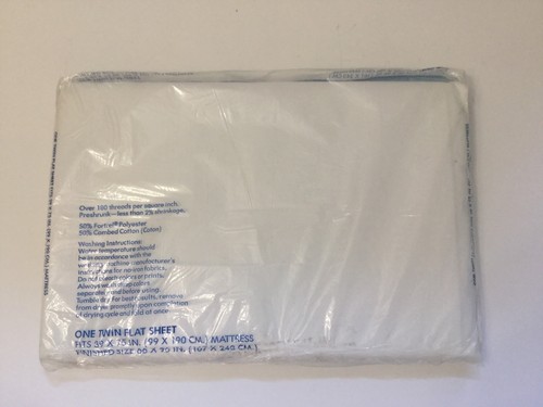 Burlington Percale Sheet Twin Size Flat White Vintage Made In The USA - Picture 3 of 7