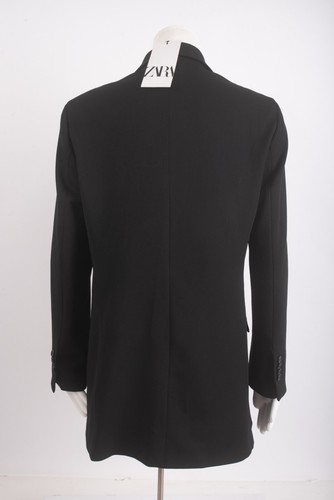 Zara Womens Open Front Blazer Suit Jacket Black Long XL Gold Button 8125/420 NWT - Picture 5 of 6