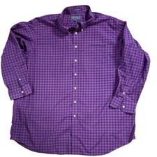 Paul Fredrick mens dress shirt purple black check 20-35 cotton EUC classic