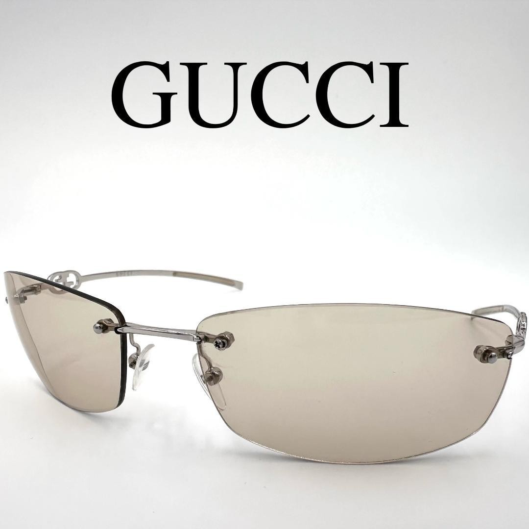 GUCCI Sunglasses GG1775/S Side Logo Rimless Silver Women's