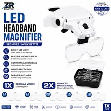 LED Head Mounted Magnifier Glasses 5 Lens Han...