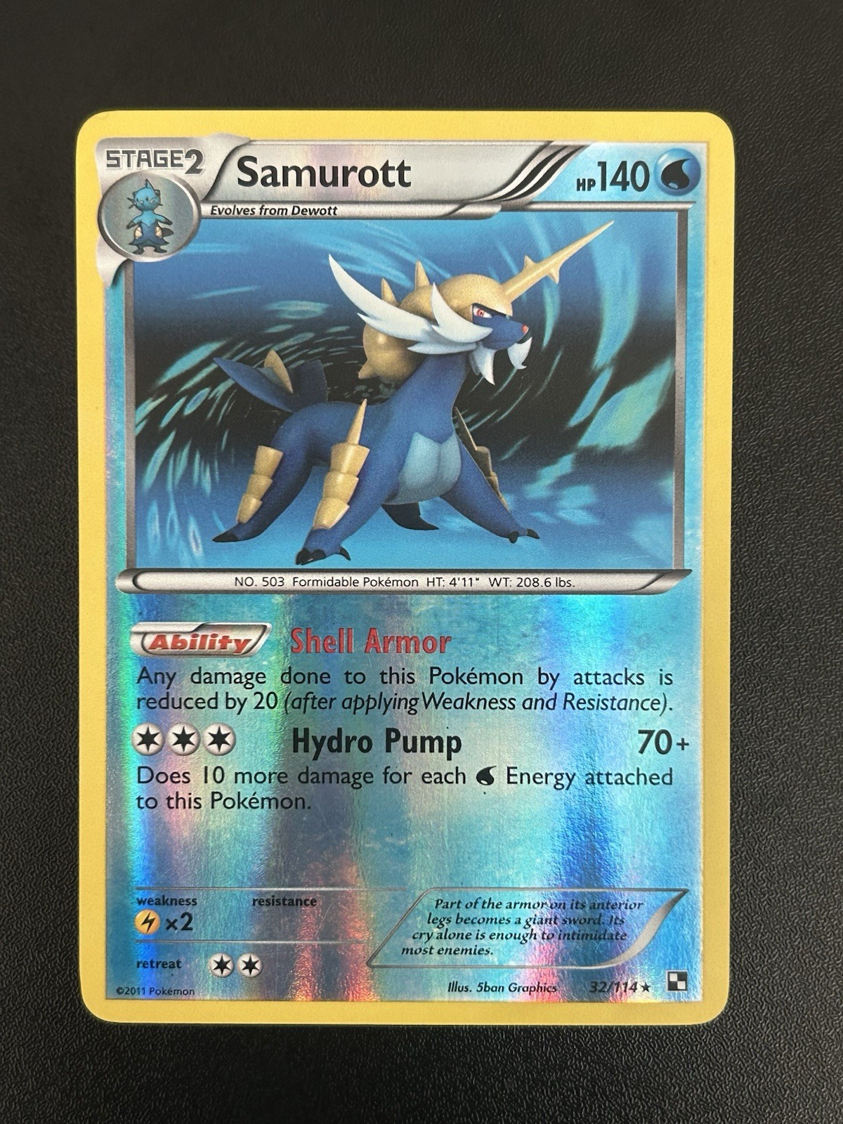 Pokémon TCG Samurott Black White Reverse Holo Rare Card 32/114