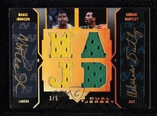 2006 UD Black Dual Jersey All-Star 3/5 Magic Johnson Adrian Dantley Auto HOF 7y2