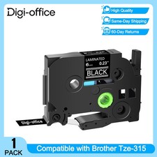 Compatible with Brother TZe-315 TZ-315 6mm White on Black Label Tape PT-1700