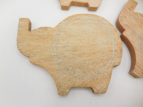 Juego de 4 posavasos de madera para elefantes - Imagen 3 de 8