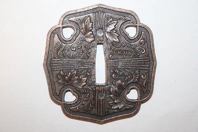 ModernMade Vine Scroll Tachi Mokko Tsuba Katana Style Handcrafted