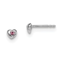 Sterling Silver Polished June Pink Preciosa Crystal Heart Stud Earrings L-4 mm