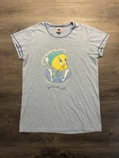 Vintage 90s Looney Tunes Tweety Sleep Shirt One Size Blue 2000 Cartoon Tee Rare