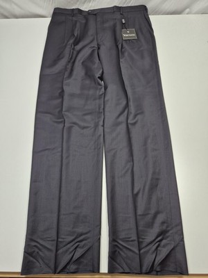 Enrico Visconti Suit Pants Mens 44x36 Gray 100% Wool Pleated Unhemmed Italy NWT