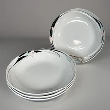 4 Studio Nova Cortina Flower Bowls Cereal Soup White Pink Japan LBG06 7.75"x1.5"