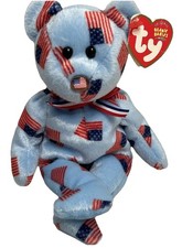TY Beanie Baby UNION the Bear USA Flag Nose 8.5 inch Stuffed Toy Mint Tag