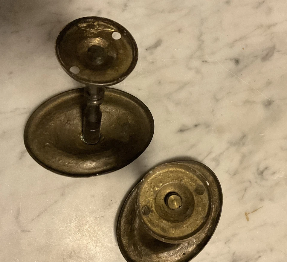 2 Cortinas de flores de latón macizo de colección Girasol, grandes ovaladas 4"x3" raras usadas Foto 4 de 4