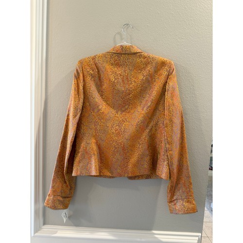 Chaqueta Kay Unger Vintage Nueva Con Etiquetas Naranja Dorado Paisley Brocado India Forrada Talla 10 - Imagen 2 de 8