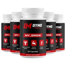  5 Pack Dyno My-Grow Muscle Support Dyno My-Grow Energy Support Supplement 60ct