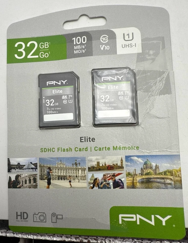 PNY Elite Class 10 U1 V10 SDHC Flash Memory Card 32GB UHS-I 100MBs Kit Pack of 2 - Image 4 of 4