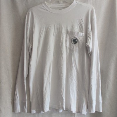Southern Proper Men s White Long Sleeve Crew Neck Dog Pocket Tee Size M