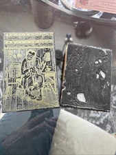 Lot Of 2 Original Antique Letterpress Printing Blocks Men Talking Man Beer