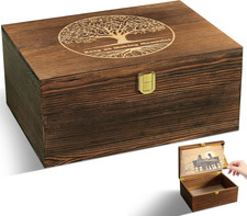 Large Tree of Life Wooden Keepsake Box - Elegant Vintage Jewelry Storage Box Dur