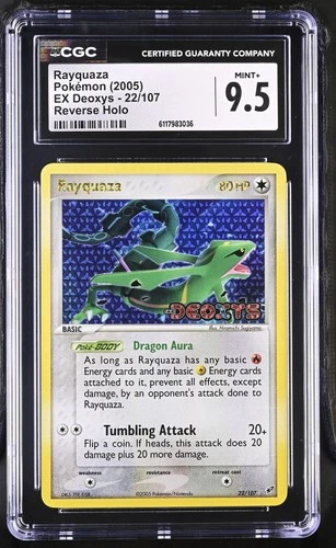 CGC 9.5 Rayquaza 2005 EX Deoxys 22/107 Reverse Holo Stamped Pokemon Card